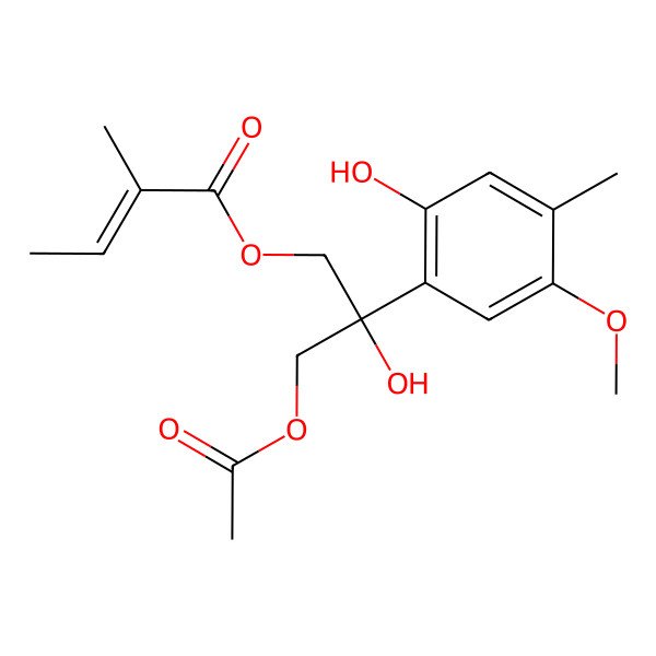 2D Structure of [(2R)-3-acetyloxy-2-hydroxy-2-(2-hydroxy-5-methoxy-4-methylphenyl)propyl] (E)-2-methylbut-2-enoate