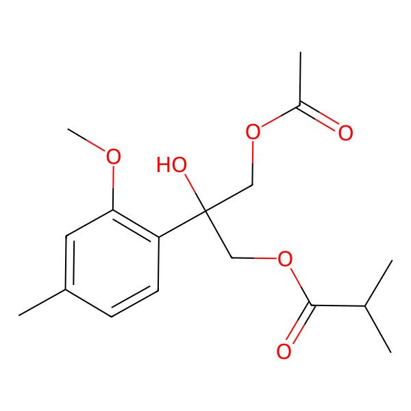 2D Structure of [(2R)-3-acetyloxy-2-hydroxy-2-(2-methoxy-4-methylphenyl)propyl] 2-methylpropanoate