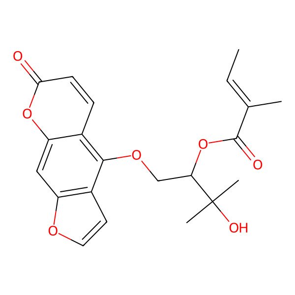 2D Structure of [(2R)-3-hydroxy-3-methyl-1-(7-oxofuro[3,2-g]chromen-4-yl)oxybutan-2-yl] 2-methylbut-2-enoate