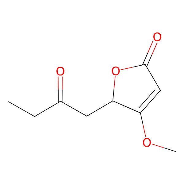 2D Structure of (2R)-3-methoxy-2-(2-oxobutyl)-2H-furan-5-one