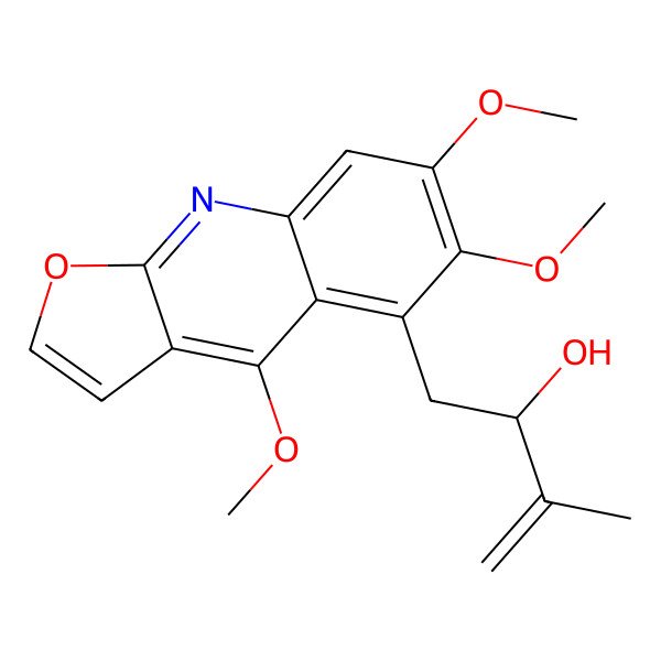 2D Structure of (2R)-3-methyl-1-(4,6,7-trimethoxyfuro[2,3-b]quinolin-5-yl)but-3-en-2-ol