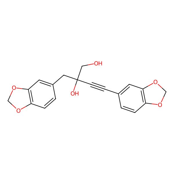 2D Structure of (2R)-4-(1,3-benzodioxol-5-yl)-2-(1,3-benzodioxol-5-ylmethyl)but-3-yne-1,2-diol