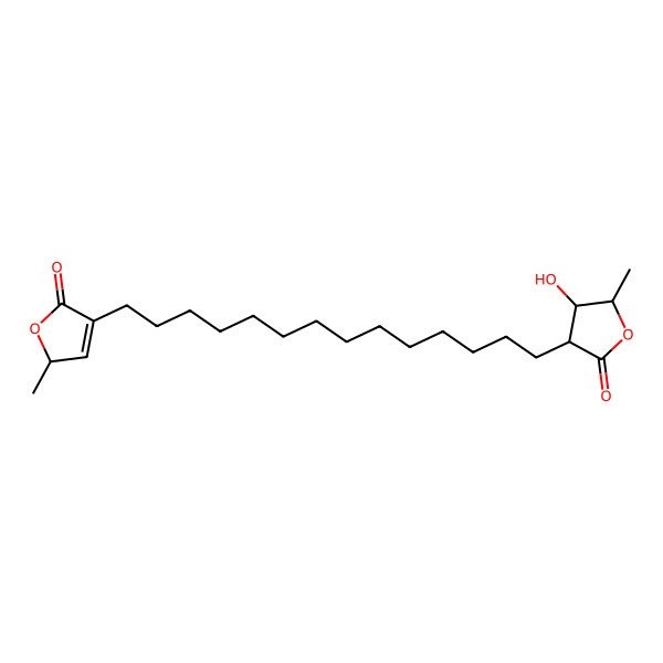 2D Structure of (2R)-4-[14-[(3S,4R,5R)-4-hydroxy-5-methyl-2-oxooxolan-3-yl]tetradecyl]-2-methyl-2H-furan-5-one