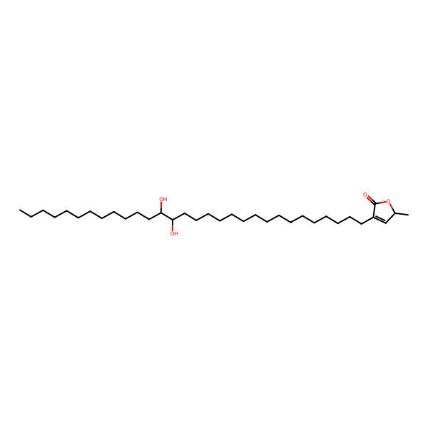 2D Structure of (2R)-4-[(17R,18R)-17,18-dihydroxytriacontyl]-2-methyl-2H-furan-5-one