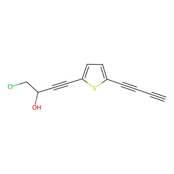 2D Structure of (2R)-4-(5-buta-1,3-diynylthiophen-2-yl)-1-chlorobut-3-yn-2-ol