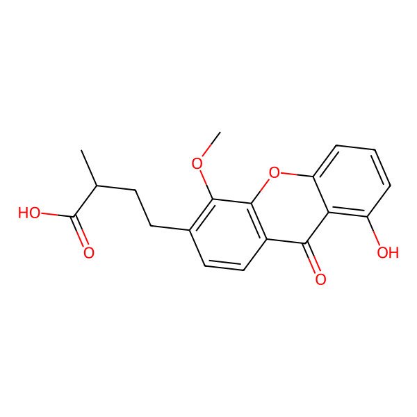 2D Structure of (2R)-4-(8-hydroxy-4-methoxy-9-oxoxanthen-3-yl)-2-methylbutanoic acid