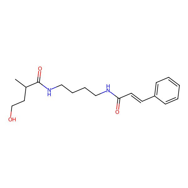 2D Structure of (2R)-4-hydroxy-2-methyl-N-[4-[[(E)-3-phenylprop-2-enoyl]amino]butyl]butanamide