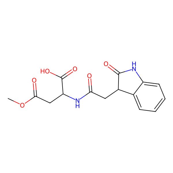 2D Structure of (2R)-4-methoxy-4-oxo-2-[[2-[(3S)-2-oxo-1,3-dihydroindol-3-yl]acetyl]amino]butanoic acid
