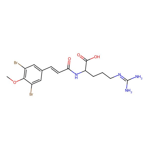 2D Structure of (2R)-5-(diaminomethylideneamino)-2-[3-(3,5-dibromo-4-methoxyphenyl)prop-2-enoylamino]pentanoic acid