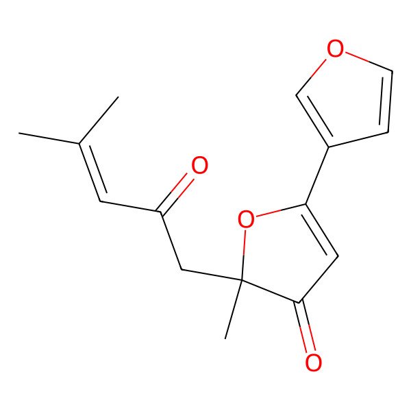 2D Structure of (2R)-5-(furan-3-yl)-2-methyl-2-(4-methyl-2-oxopent-3-enyl)furan-3-one