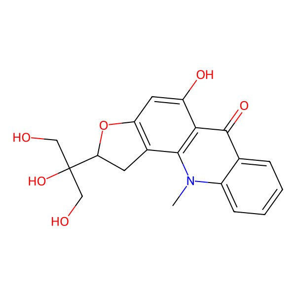 2D Structure of (2R)-5-hydroxy-11-methyl-2-(1,2,3-trihydroxypropan-2-yl)-1,2-dihydrofuro[2,3-c]acridin-6-one