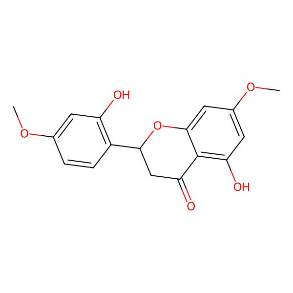 2D Structure of (2R)-5-hydroxy-2-(2-hydroxy-4-methoxyphenyl)-7-methoxy-2,3-dihydrochromen-4-one