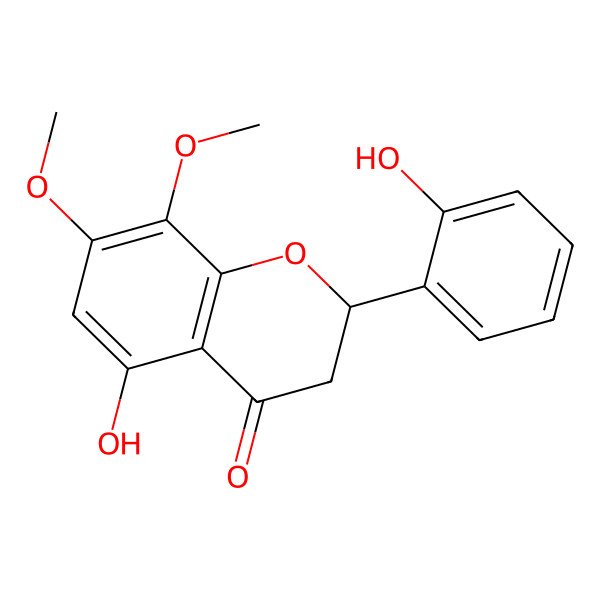2D Structure of (2R)-5-hydroxy-2-(2-hydroxyphenyl)-7,8-dimethoxy-2,3-dihydrochromen-4-one
