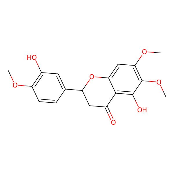 2D Structure of (2R)-5-hydroxy-2-(3-hydroxy-4-methoxyphenyl)-6,7-dimethoxy-2,3-dihydrochromen-4-one 2D Structure of (2R)-5-hydroxy-2-(3-hydroxy-4-methoxyphenyl)-6,7-dimethoxy-2,3-dihydrochromen-4-one