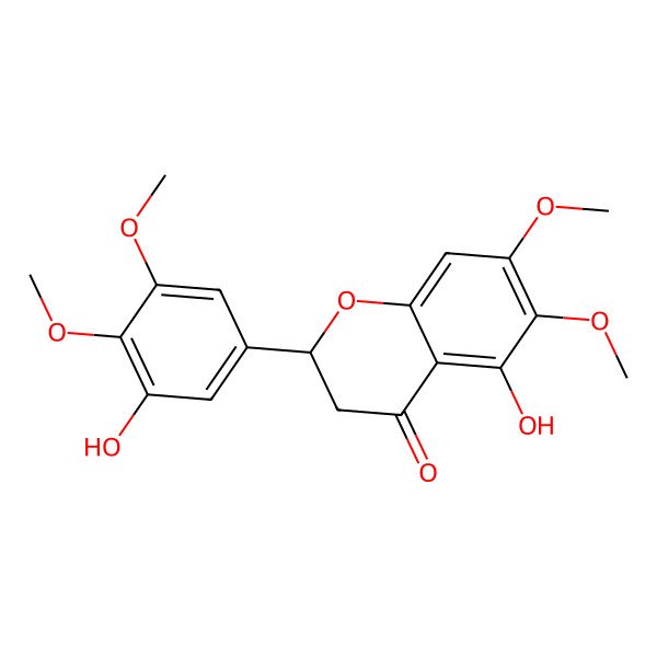 2D Structure of (2R)-5-hydroxy-2-(3-hydroxy-4,5-dimethoxyphenyl)-6,7-dimethoxy-2,3-dihydrochromen-4-one