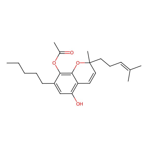 2D Structure of [(2R)-5-hydroxy-2-methyl-2-(4-methylpent-3-enyl)-7-pentylchromen-8-yl] acetate