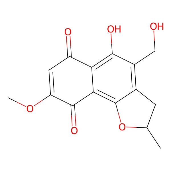 2D Structure of (2R)-5-hydroxy-4-(hydroxymethyl)-8-methoxy-2-methyl-2,3-dihydrobenzo[g][1]benzofuran-6,9-dione
