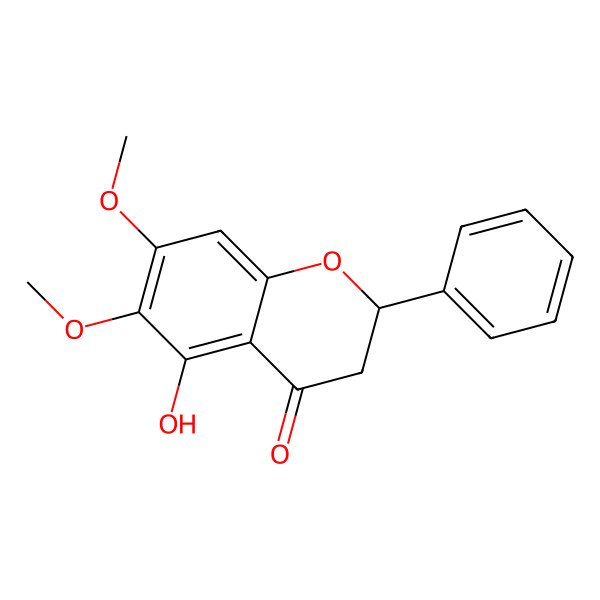 2D Structure of (2R)-5-hydroxy-6,7-dimethoxy-2-phenyl-2,3-dihydrochromen-4-one