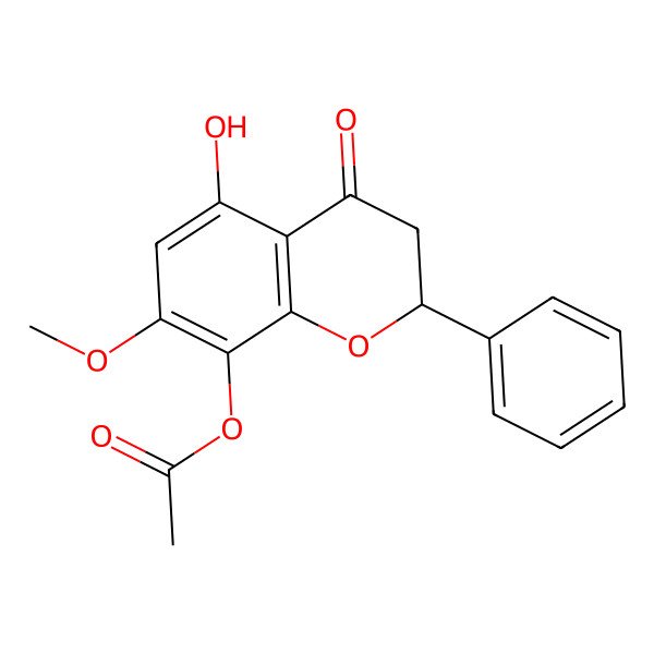2D Structure of [(2R)-5-hydroxy-7-methoxy-4-oxo-2-phenyl-2,3-dihydrochromen-8-yl] acetate