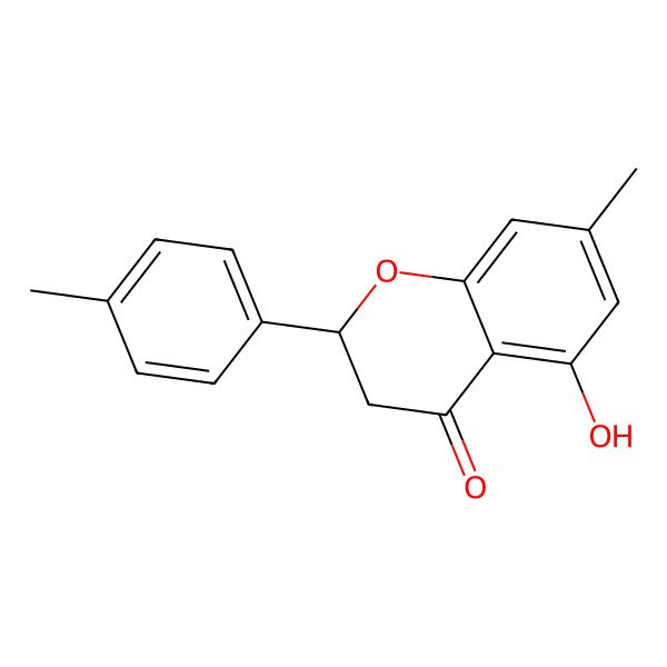 2D Structure of (2R)-5-hydroxy-7-methyl-2-(4-methylphenyl)-2,3-dihydrochromen-4-one