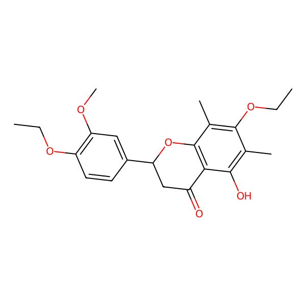 2D Structure of (2r)-5-Hydroxy-7,4'-diethoxy-3'-methoxy-6,8-dimethylflavanone