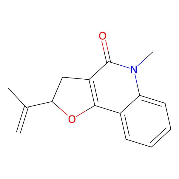 2D Structure of (2R)-5-methyl-2-prop-1-en-2-yl-2,3-dihydrofuro[3,2-c]quinolin-4-one