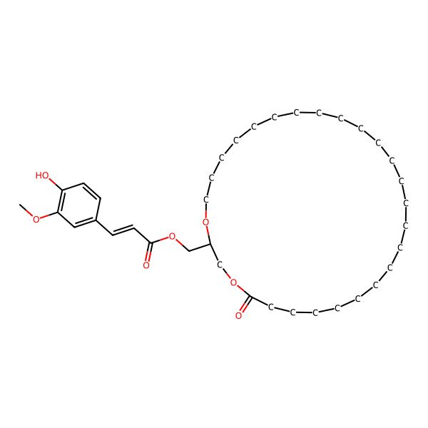 2D Structure of [(2R)-5-oxo-1,4-dioxacyclooctacos-2-yl]methyl (E)-3-(4-hydroxy-3-methoxyphenyl)prop-2-enoate