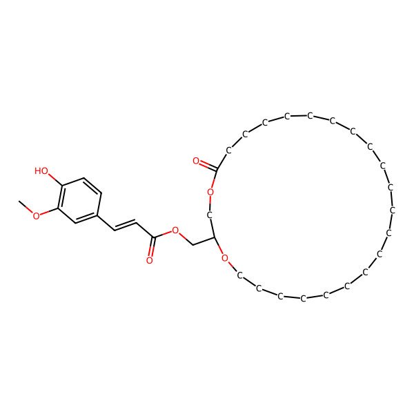 2D Structure of [(2R)-5-oxo-1,4-dioxacyclopentacos-2-yl]methyl (E)-3-(4-hydroxy-3-methoxyphenyl)prop-2-enoate