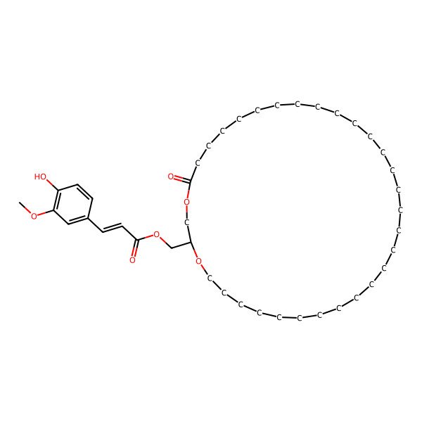 2D Structure of [(2R)-5-oxo-1,4-dioxacyclotritriacont-2-yl]methyl (E)-3-(4-hydroxy-3-methoxyphenyl)prop-2-enoate
