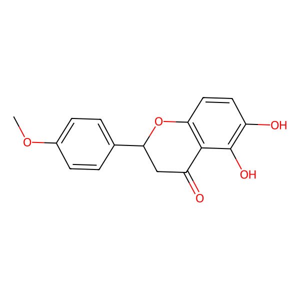 2D Structure of (2R)-5,6-dihydroxy-2-(4-methoxyphenyl)-2,3-dihydrochromen-4-one 2D Structure of (2R)-5,6-dihydroxy-2-(4-methoxyphenyl)-2,3-dihydrochromen-4-one