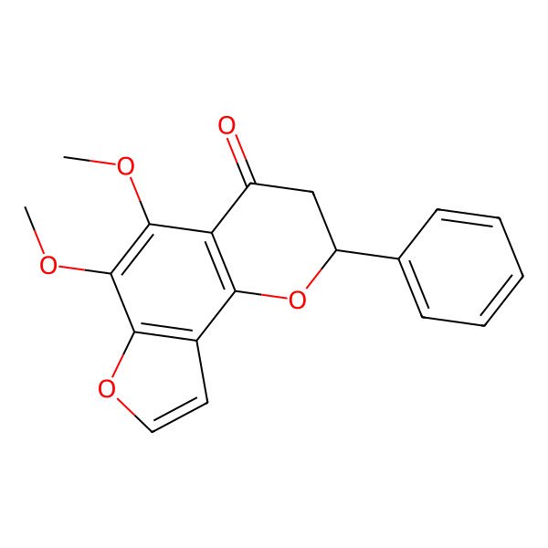 2D Structure of (2R)-5,6-dimethoxy-2-phenyl-2,3-dihydrofuro[2,3-h]chromen-4-one
