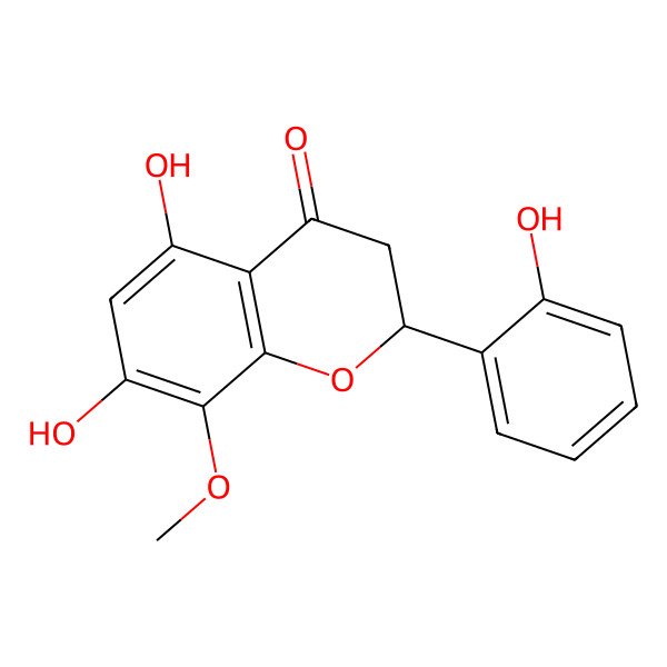 2D Structure of (2R)-5,7-dihydroxy-2-(2-hydroxyphenyl)-8-methoxy-2,3-dihydrochromen-4-one 2D Structure of (2R)-5,7-dihydroxy-2-(2-hydroxyphenyl)-8-methoxy-2,3-dihydrochromen-4-one