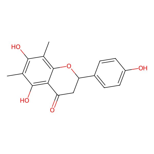 2D Structure of (2R)-5,7-dihydroxy-2-(4-hydroxyphenyl)-6,8-dimethyl-2,3-dihydrochromen-4-one 2D Structure of (2R)-5,7-dihydroxy-2-(4-hydroxyphenyl)-6,8-dimethyl-2,3-dihydrochromen-4-one