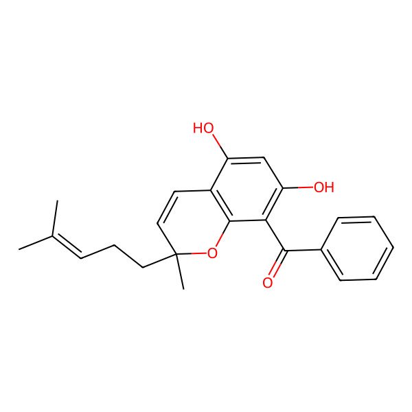 2D Structure of [(2R)-5,7-dihydroxy-2-methyl-2-(4-methylpent-3-enyl)chromen-8-yl]-phenylmethanone