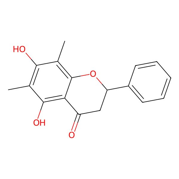 2D Structure of (2R)-5,7-dihydroxy-6,8-dimethyl-2-phenyl-2,3-dihydrochromen-4-one
