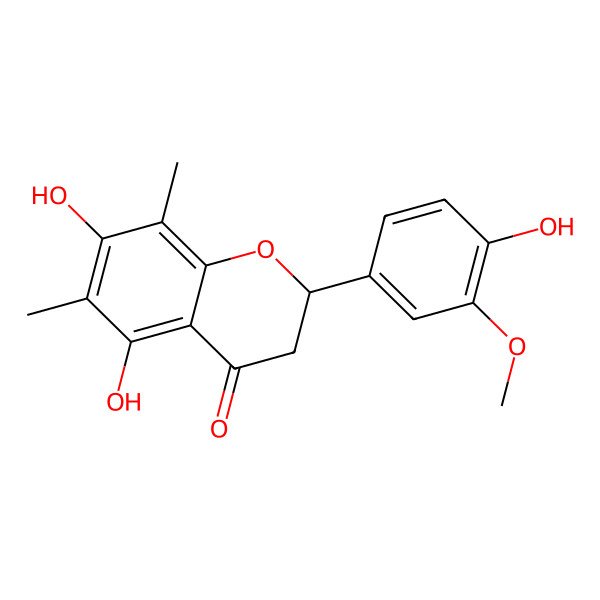 2D Structure of (2r)-5,7,4'-Trihydroxy-3'-methoxy-6,8-dimethylflavanone