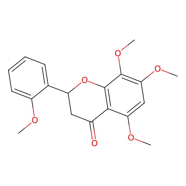 2D Structure of (2R)-5,7,8-trimethoxy-2-(2-methoxyphenyl)-2,3-dihydrochromen-4-one 2D Structure of (2R)-5,7,8-trimethoxy-2-(2-methoxyphenyl)-2,3-dihydrochromen-4-one