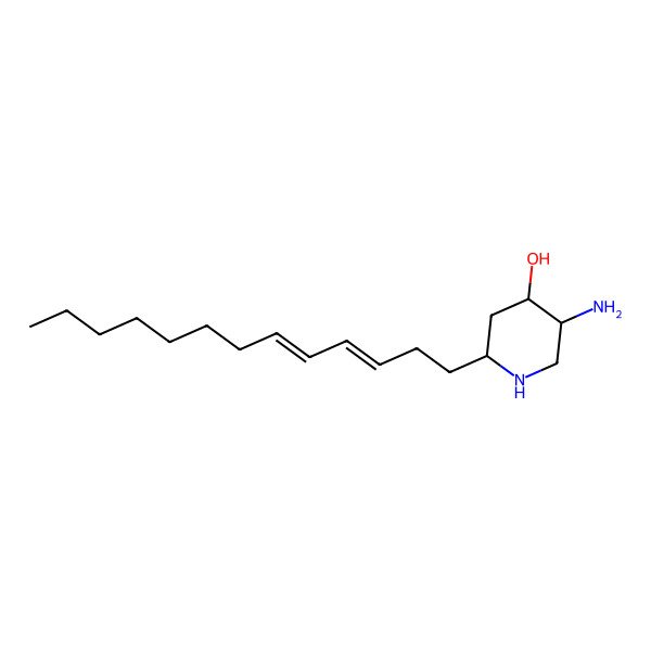 2D Structure of (2R)-5beta-Amino-2alpha-[(3E,5Z)-3,5-tridecadienyl]piperidin-4beta-ol