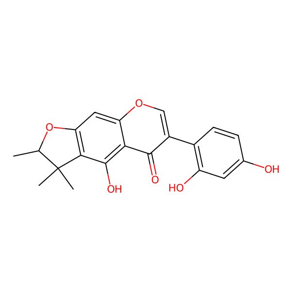 2D Structure of (2R)-6-(2,4-dihydroxyphenyl)-4-hydroxy-2,3,3-trimethyl-2H-furo[3,2-g]chromen-5-one