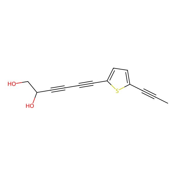 2D Structure of (2R)-6-(5-prop-1-ynylthiophen-2-yl)hexa-3,5-diyne-1,2-diol
