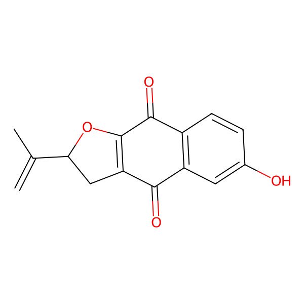 2D Structure of (2R)-6-hydroxy-2-prop-1-en-2-yl-2,3-dihydrobenzo[f][1]benzofuran-4,9-dione