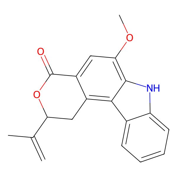 2D Structure of (2R)-6-methoxy-2-prop-1-en-2-yl-2,7-dihydro-1H-pyrano[3,4-c]carbazol-4-one