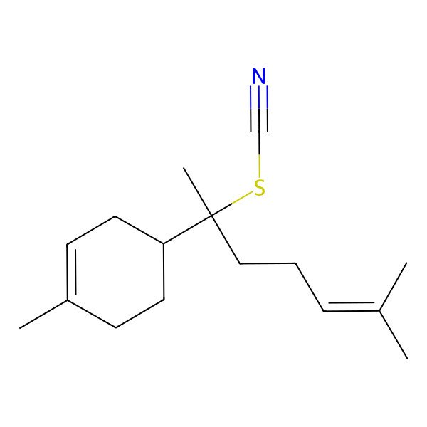 2D Structure of [(2R)-6-methyl-2-[(1R)-4-methylcyclohex-3-en-1-yl]hept-5-en-2-yl] thiocyanate