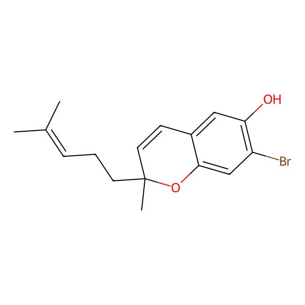 2D Structure of (2R)-7-bromo-2-methyl-2-(4-methylpent-3-enyl)chromen-6-ol