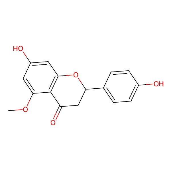 2D Structure of (2R)-7-hydroxy-2-(4-hydroxyphenyl)-5-methoxy-2,3-dihydrochromen-4-one 2D Structure of (2R)-7-hydroxy-2-(4-hydroxyphenyl)-5-methoxy-2,3-dihydrochromen-4-one