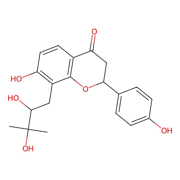 2D Structure of (2R)-8-[(2R)-2,3-dihydroxy-3-methylbutyl]-7-hydroxy-2-(4-hydroxyphenyl)-2,3-dihydrochromen-4-one