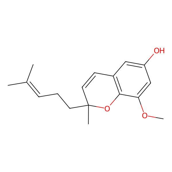 2D Structure of (2R)-8-methoxy-2-methyl-2-(4-methylpent-3-enyl)chromen-6-ol