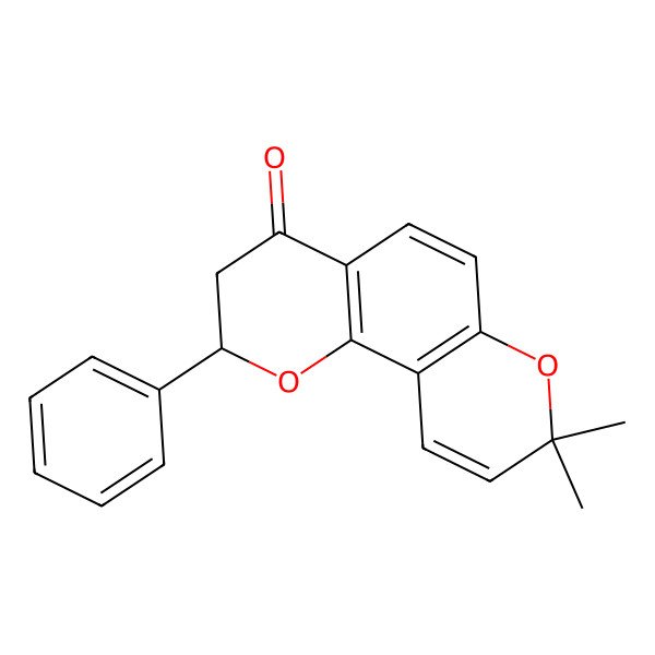 2D Structure of (2R)-8,8-dimethyl-2-phenyl-2,3-dihydropyrano[2,3-f]chromen-4-one