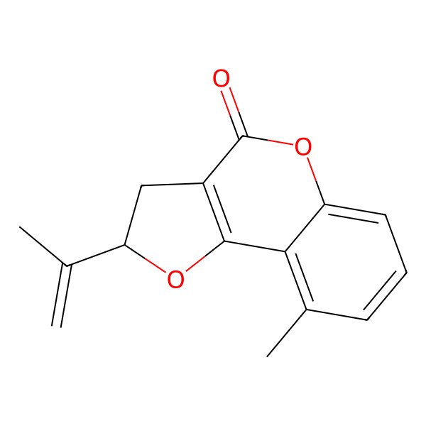 2D Structure of (2R)-9-methyl-2-prop-1-en-2-yl-2,3-dihydrofuro[3,2-c]chromen-4-one