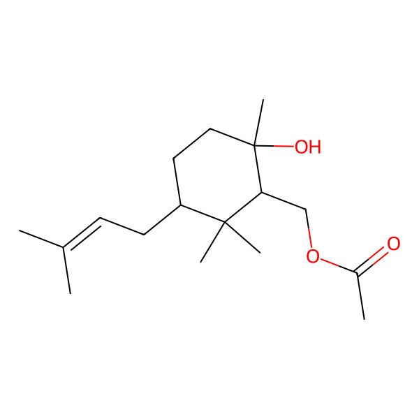2D Structure of 2R-Acetoxymethyl-1,3,3-trimethyl-4t-(3-methyl-2-buten-1-yl)-1t-cyclohexanol